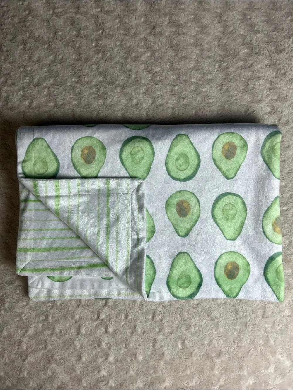 SL Home Fashions Avocado Baby Blanket Green White Stripes Security Lovey
